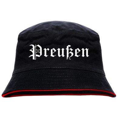 Preußen Anglerhut - Altdeutsche Schrift - Schwarz-Roter Fischerhut