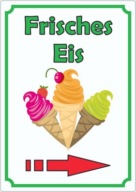 Frisches Eis Aufkleber Hochkant mit Pfeil rechts