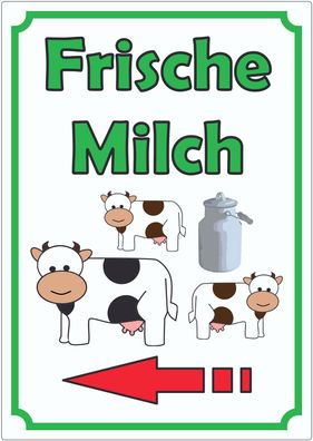 Frische Milch Aufkleber Hochkant mit Pfeil links
