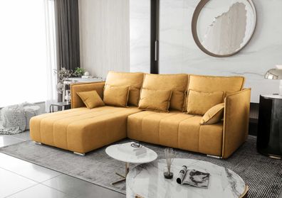 FURNIX Sofa YAHO Couch ausziehbar mit Bettkasten und Kissen Schlafsofa KR 01