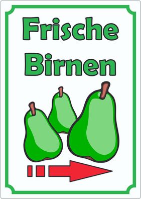 Frische Birnen Aufkleber Hochkant mit Pfeil rechts