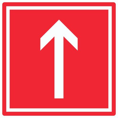 Richtungspfeil hoch Aufkleber Quadrat weiss rot Pfeil
