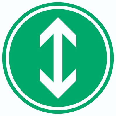 Richtungspfeil hoch runter Aufkleber Kreis weiss grün Pfeil