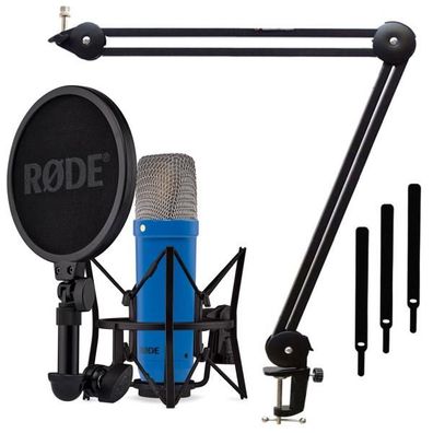 Rode NT1 Signature Cobalt Blau Mikrofon mit Gelenkarm Schwarz