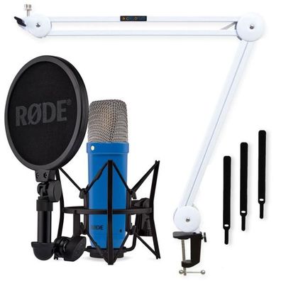 Rode NT1 Signature Cobalt Blau Mikrofon mit Gelenkarm Weiss