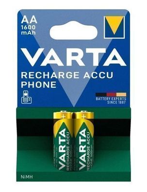 Varta Recharge Accu AA 1600mAh Wiederaufladbare Batterien, 2er Pack