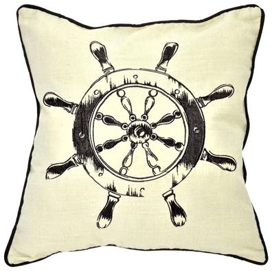 Kissenbezug 40x40 Kissenhülle Dekokissen Kissen Maritim Nautisch Steuerrad Braun