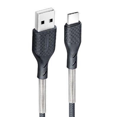 Forcell Carbon Ladekabel USB auf Typ C QC3.0 3A CB-02B zum Aufladen und für die