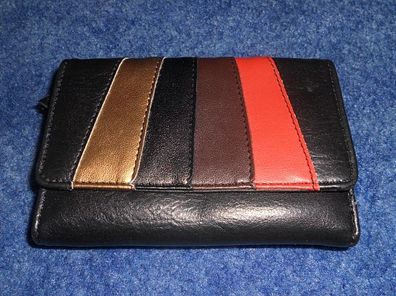 Geldbörse schwarz mit farbigen Streifen14 x 10 cm