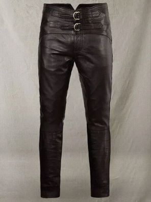 Herrenhose aus echtem Rindsleder im Jim Morrison-Stil - Schwarze Lederhose