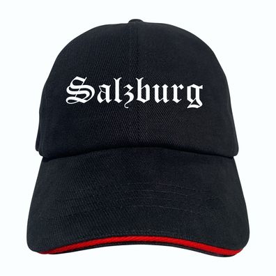 Salzburg Cappy - Altdeutsch bedruckt - Schirmmütze - Schwarz-Rotes Cap