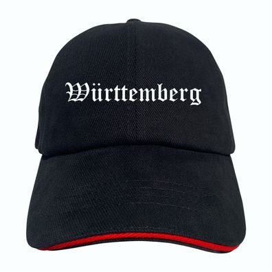 Württemberg Cappy - Altdeutsch bedruckt - Schirmmütze - Schwarz-Rotes