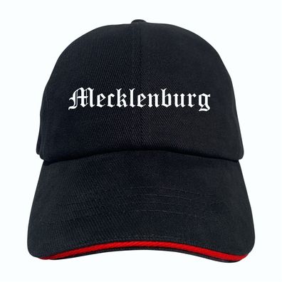 Mecklenburg Cappy - Altdeutsch bedruckt - Schirmmütze - Schwarz-Rotes