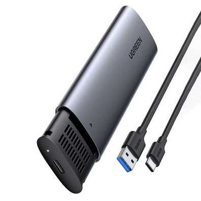 Ugreen Festplattenschacht Gehäuse M.2 B-Key SATA 3.0 5 Gbps Grau + USB Typ C Kabel