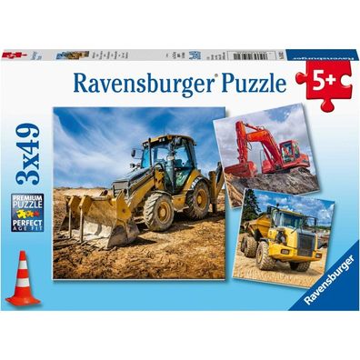 Baumaschinen bei der Arbeit Puzzle, 3x49tlg