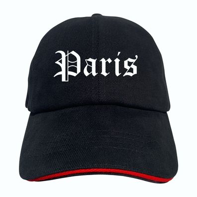 Paris Cappy - Altdeutsch bedruckt - Schirmmütze - Schwarz-Rotes Cap