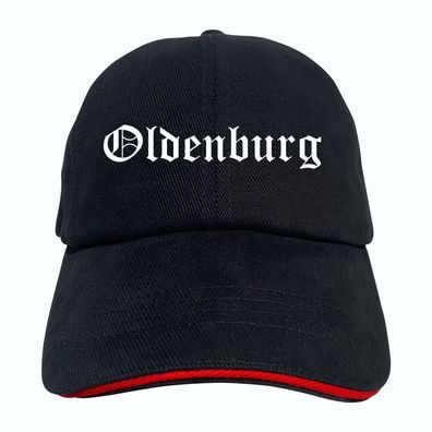 Oldenburg Cappy - Altdeutsch bedruckt - Schirmmütze - Schwarz-Rotes Cap