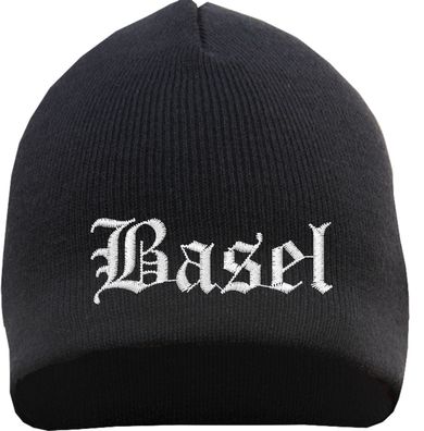 Basel Beanie Mütze - Altdeutsch - Bestickt - Strickmütze Wintermütze