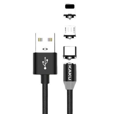 Kaku 3in1 USB Schnell Ladekabel Datenkabel Micro USB C Typ-C Kabel Stecker 3A 1M