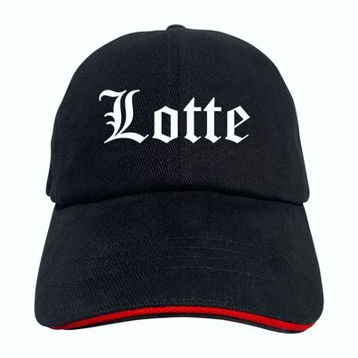 Lotte Cappy - Altdeutsch bedruckt - Schirmmütze - Schwarz-Rotes Cap