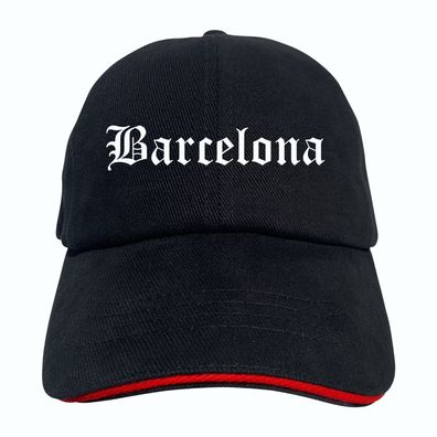 Barcelona Cappy - Altdeutsch bedruckt - Schirmmütze - Schwarz-Rotes Cap