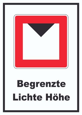 Begrenzte lichte Höhe über Wasserspiegel Schild mit Symbol und Text