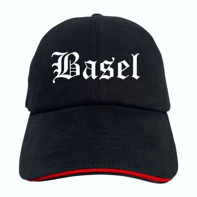 Basel Cappy - Altdeutsch bedruckt - Schirmmütze - Schwarz-Rotes Cap