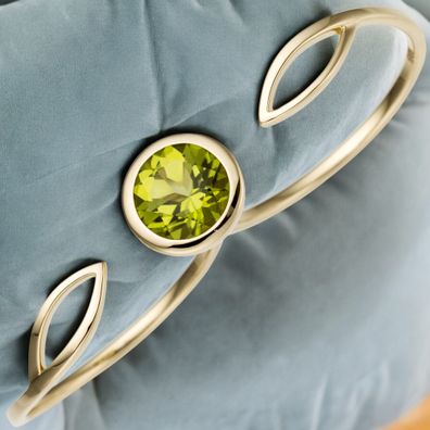 Damen Zweifinger Ring 585 Gold Gelbgold 1 Peridot grün Goldring Zweifingerring