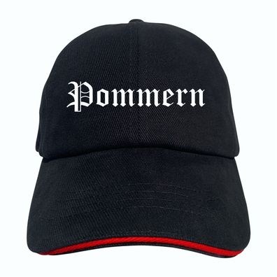 Pommern Cappy - Altdeutsch bedruckt - Schirmmütze - Schwarz-Rotes Cap