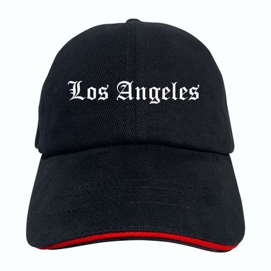 Los Angeles Cappy - Altdeutsch bedruckt - Schirmmütze - Schwarz-Rotes