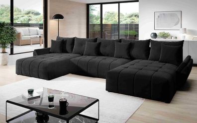 FURNIX Schlafsofa Corrino U Polstercouch U-Form Bettkasten Kissen EN25