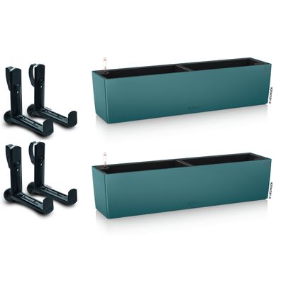 2er + 4 Set LECHUZA® Blumenkasten Balconera Color 80 Petrolblau All-in-One