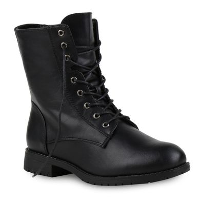 VAN HILL Damen Schnürstiefeletten Profil-Sohle Stiefeletten Schuhe 812022