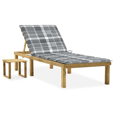 vidaXL Garten-Sonnenliege mit Tisch und Auflage Kiefer Imprägniert