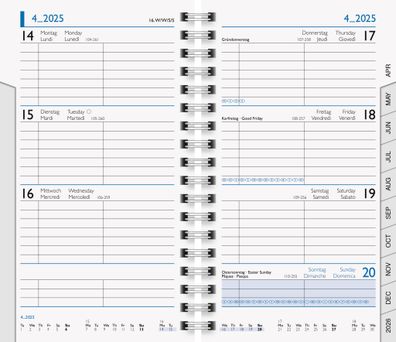 2025 Brunnen Taschenkalender9x15cm 2S/1W Einlage