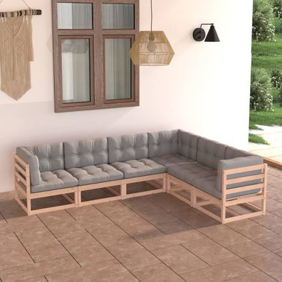 vidaXL 6-tlg. Garten-Lounge-Set mit Kissen Massivholz Kiefer