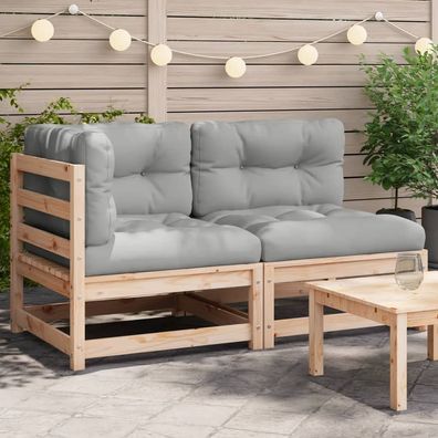 vidaXL Gartensofa mit Kissen 2-Sitzer Massivholz Kiefer