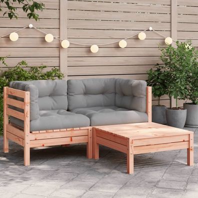 vidaXL Gartensofa mit Kissen und Hocker 2-Sitzer