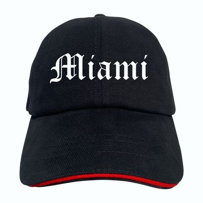 Miami Cappy - Altdeutsch bedruckt - Schirmmütze - Schwarz-Rotes Cap