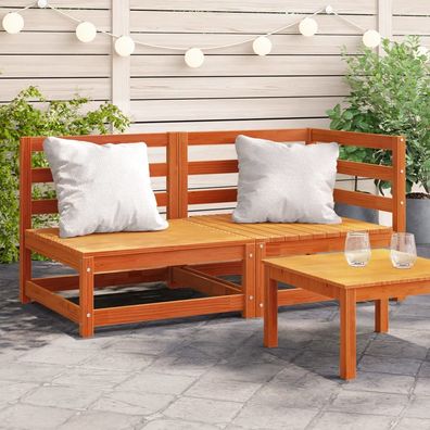 vidaXL Gartensofa 2-Sitzer Wachsbraun Massivholz Kiefer