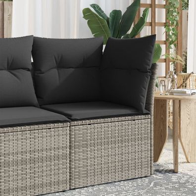 vidaXL Garten-Ecksofa mit Kissen Grau Poly Rattan