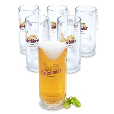 Hasseröder Bierkrug 250 ml klar - 6er Set - Pilsner Bier Glas spülmaschinenfest