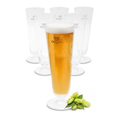 Bier Tulpe 300 ml klar - 6er Set - Weizen Glas Pils Krug Pint spülmaschinenfest