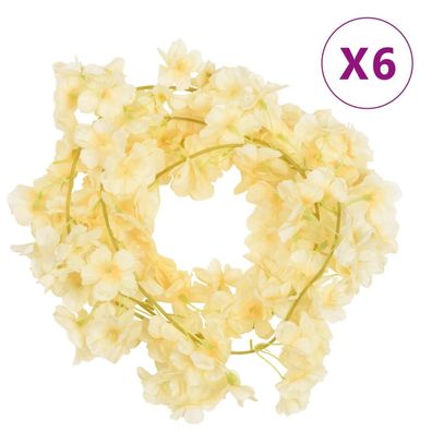 vidaXL Weihnachtskränze Blumen 6 Stk. Champagnerfarben 180 cm