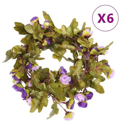 vidaXL Weihnachtskränze Blumen 6 Stk. Helllila 215 cm