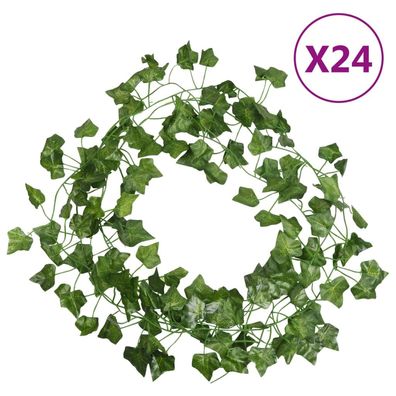 vidaXL Weihnachtskränze Efeu 24 Stk. Grün 200 cm