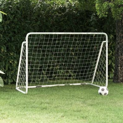 vidaXL Fußballtor mit Netz Weiß 180x90x120 cm Stahl