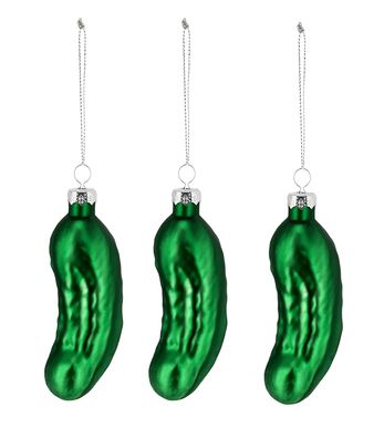 Christbaum Schmuck Weihnachts Gurke 3er Set - Baum Glas Anhänger Christmas Pickle