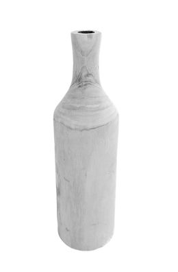 Holz Blumen Vase XXL Flasche - white washed / 46 cm - Tisch Kunst Pflanzen Deko