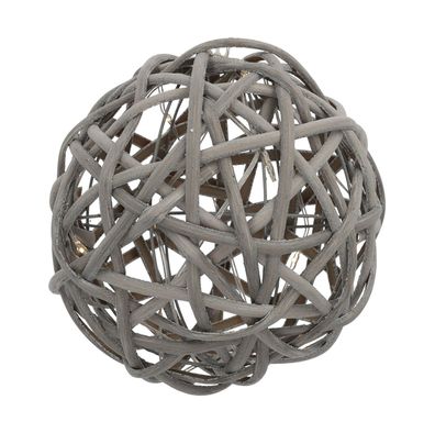 Deko Rattan Ball beleuchtet - 15 cm / 10 LED - Tisch Fenster Leuchte Batterie Timer